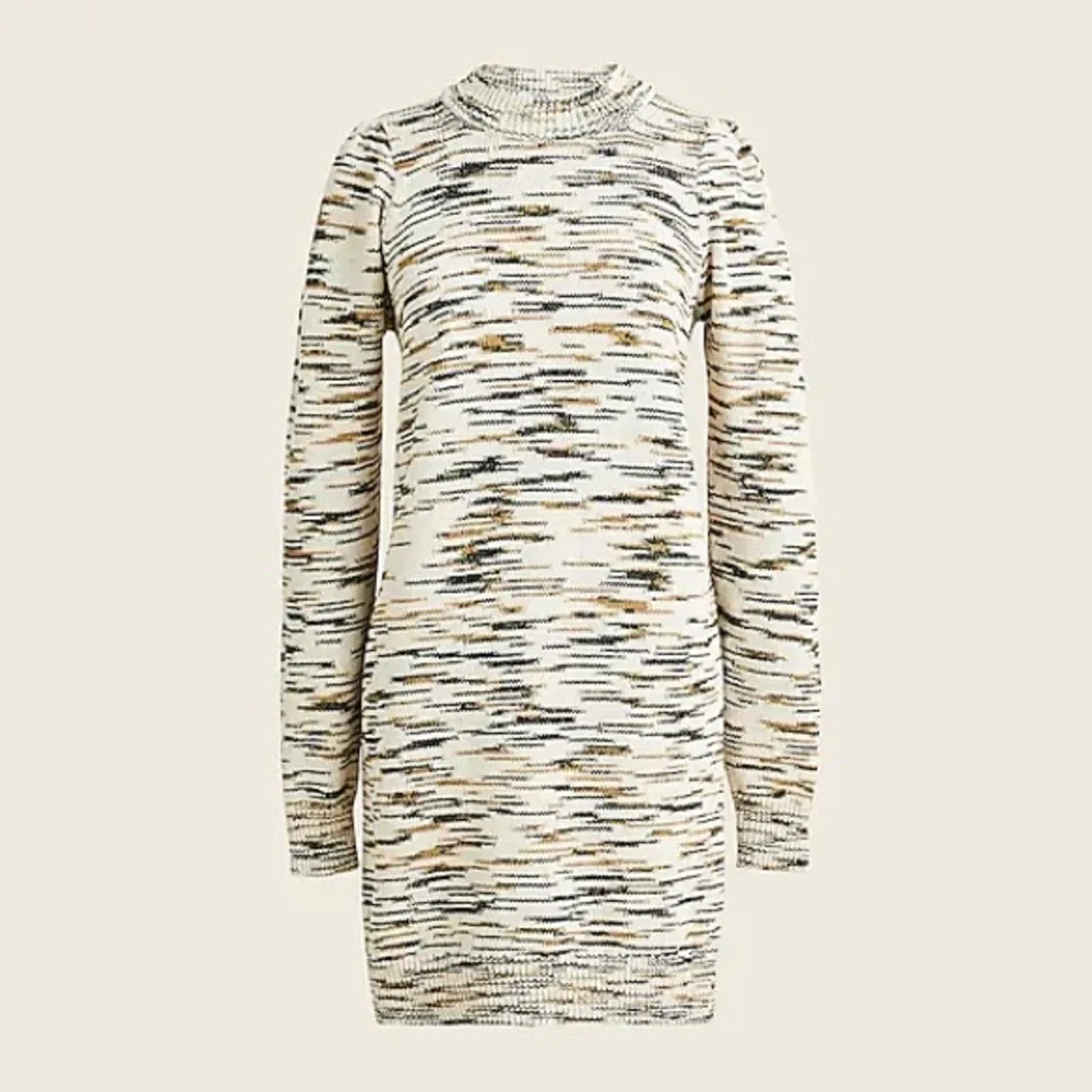 J Crew Space-dyed puff-sleeve sweater-dress long sleeve crew neck pullover